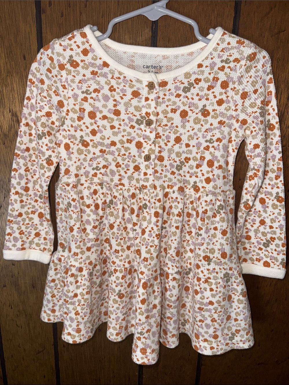 Carter's Cream Floral Long-Sleeve Casual Dress